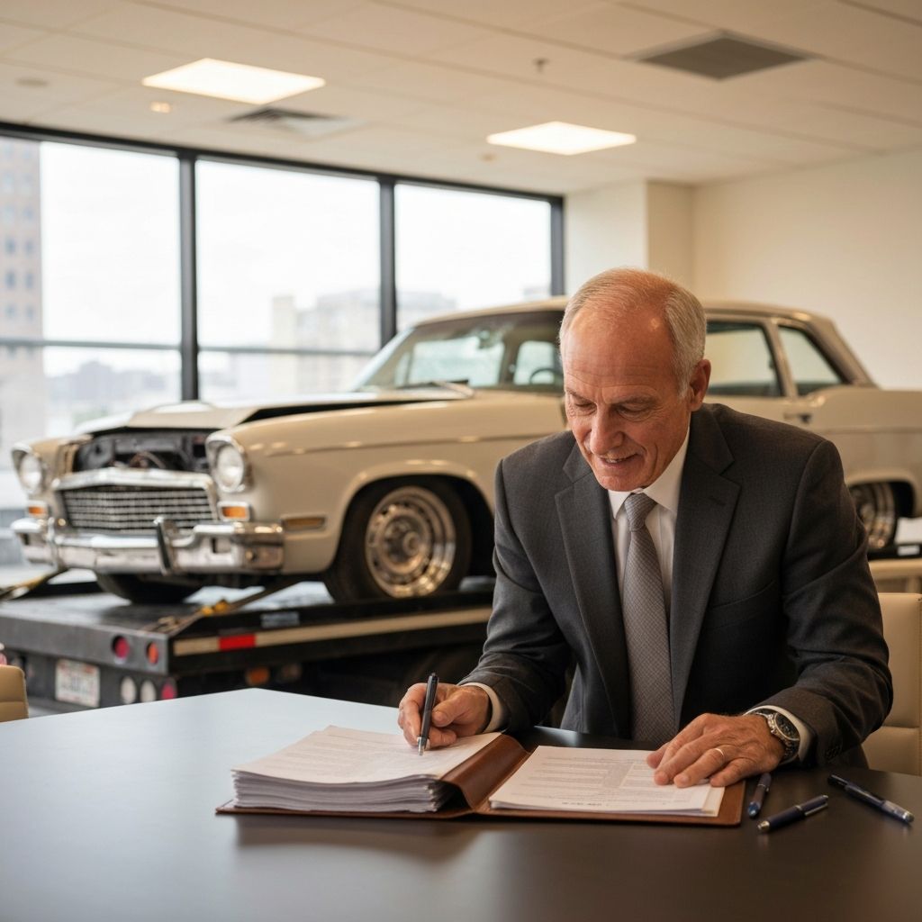 Insurance claim specialist reviewing damage at One Stop Auto Solutions
